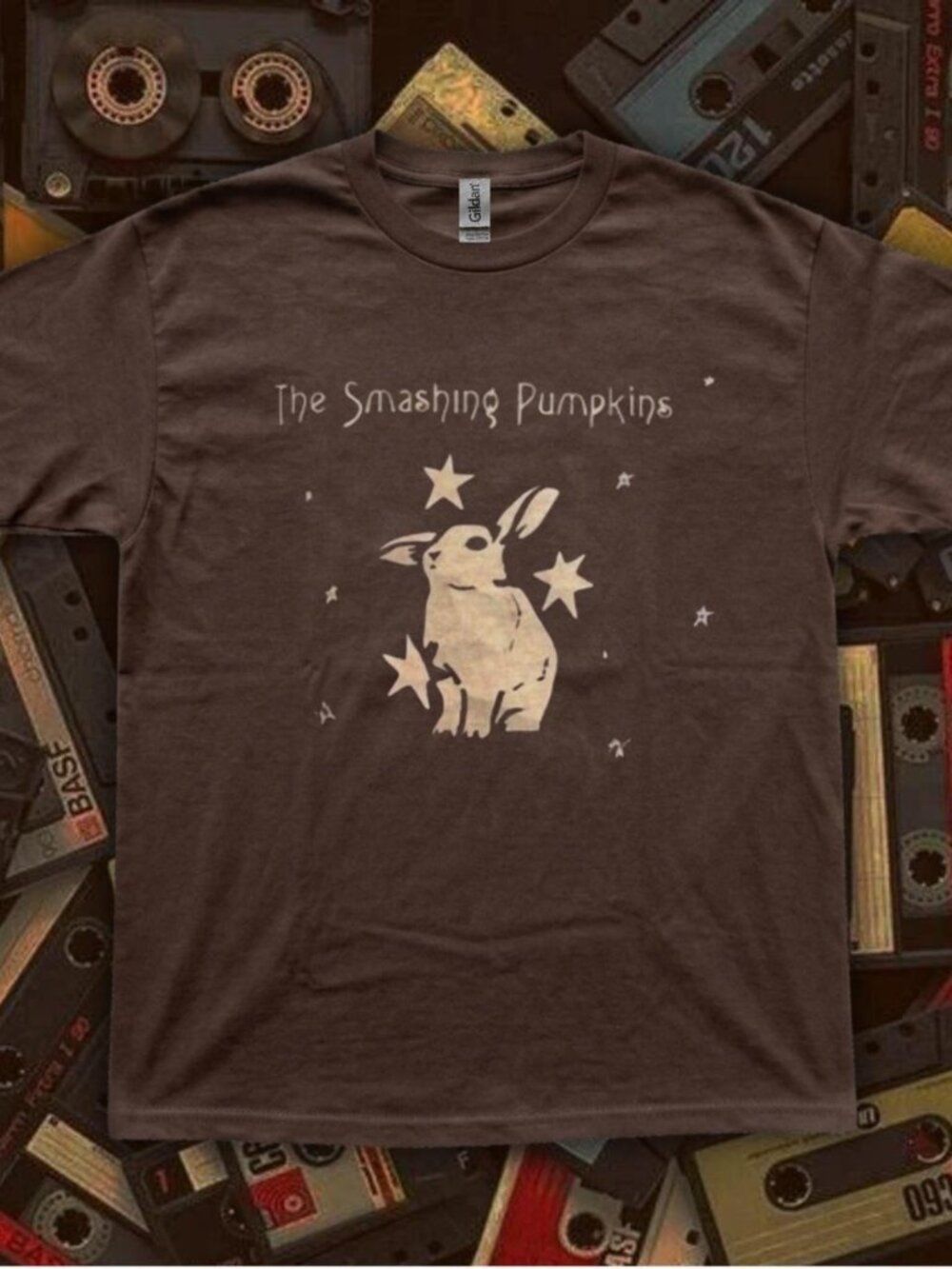 The Smashing Pumpkins Rabbit Graphic T-Shirt – Gildan Brown Tee – Unisex